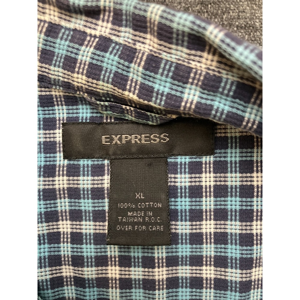 Express Casual Shirt Mens XL Multicolor Plaid Regular Fit Short Sleeve Button Up - Picture 4 of 7
